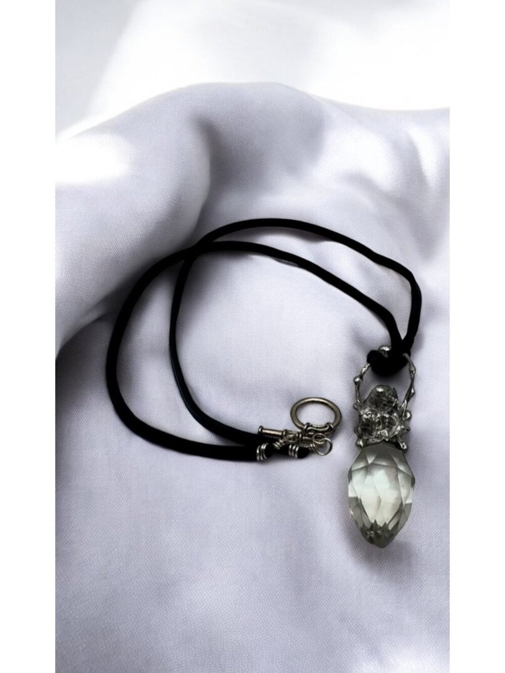 Crystal Perfume Bottle Topper Pendant | Leather Cord Necklace | Alma Antigua - Picture 13 of 14